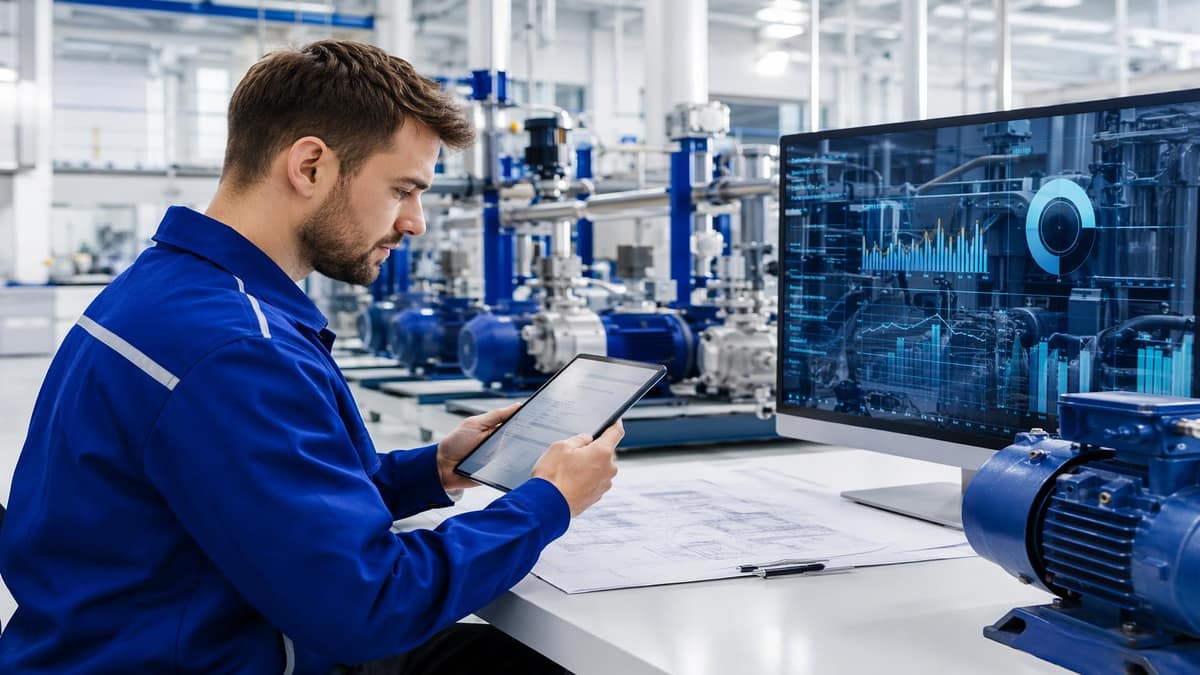 Industrial maintenance planning beside monitored equipment